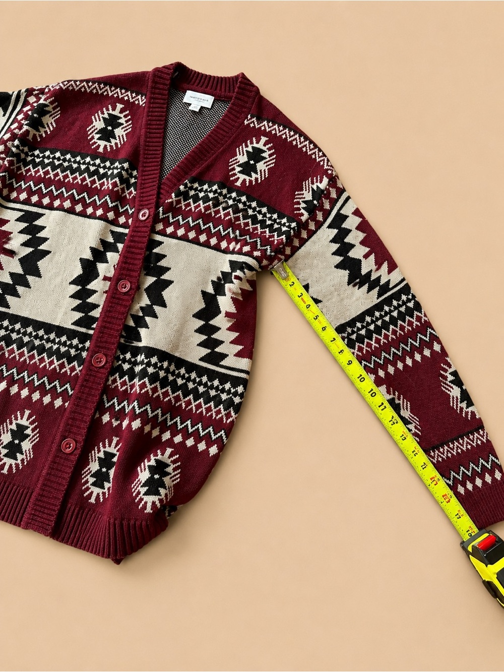 Myra bag- Southwestern Aztec knit button front cardigan - western boho style - Picture 7 of 8